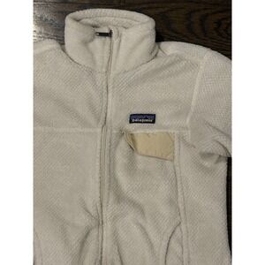 Patagonia Jacket Womens Small Ivory Beige Purple Re Tool Zip Fleece Soft Outdoor